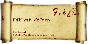 Fürth Áron névjegykártya